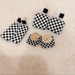 Brand new black&white color earring set of 3 pieces